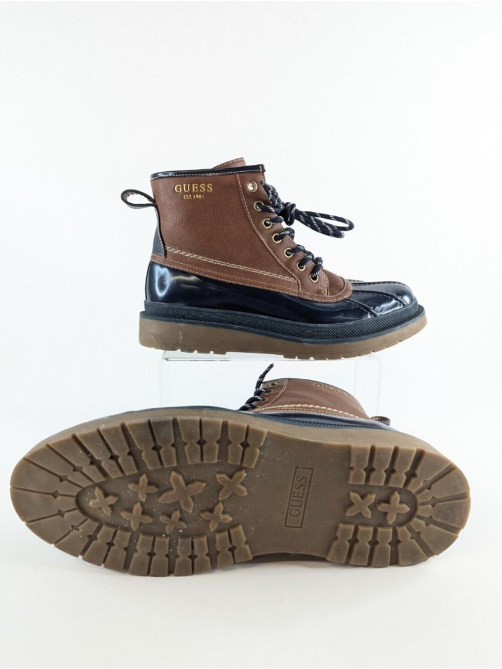 Guess Duck Boots Mens 9 Womens 10 Brown Waterproof Winter Snow Rain Shoes - Picture 4 of 9